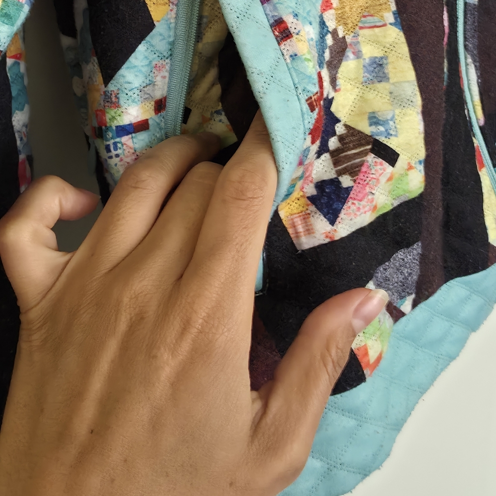 Rare Vintage Patchwork Quilted Jacket Convertible… - image 4